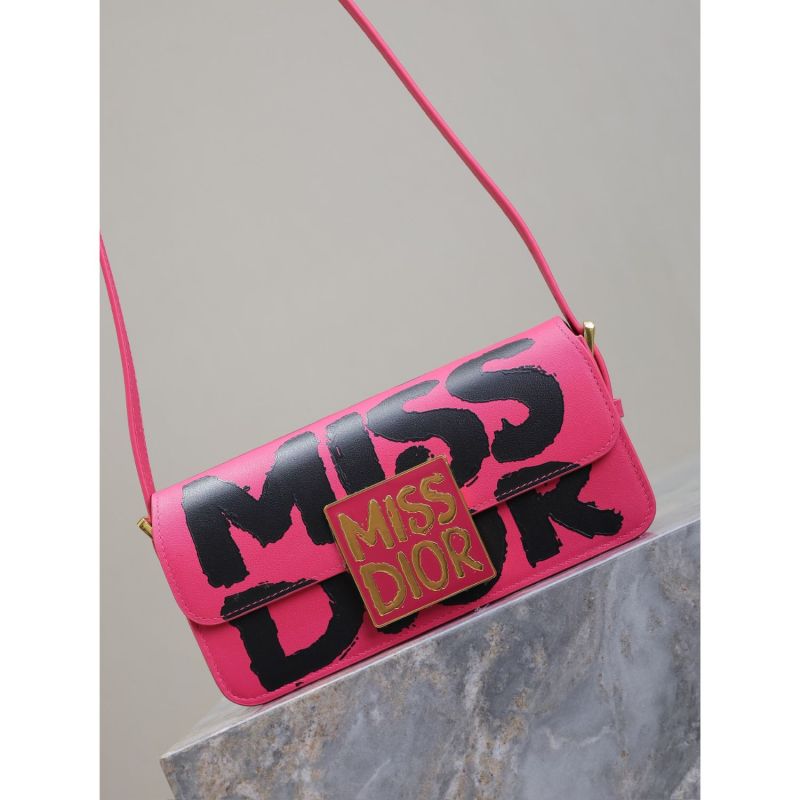 Miss Dior Flap Bag Fuchsia and Black For Women 22cm/8.5in  – M2610UZCJ_M929