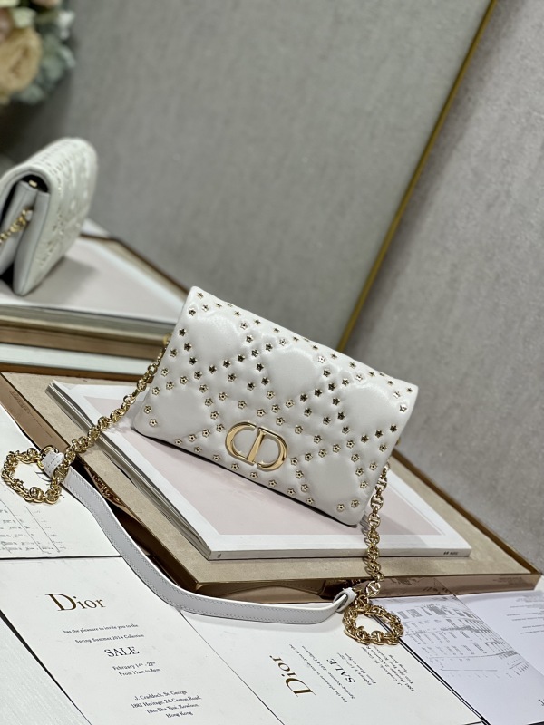 Dior Caro Macrocannage Pouch Black/White For Women 7.5in/19.5cm S5135BNHH_M900
