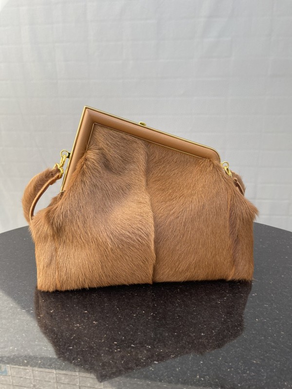 Fendi First Medium Brown Fox Fur Bag For Woman 32.5cm/13in