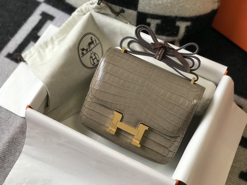 Hermes Mini Constance Bag Grey For Women Gold Color Hardware 7.1in/18cm