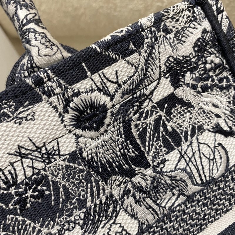 Christian Dior Medium Dior Book Tote Toile de Jouy Stripes Embroidery, Black For Women Women’s Handbags, 36cm CD M1296ZRLP_M928