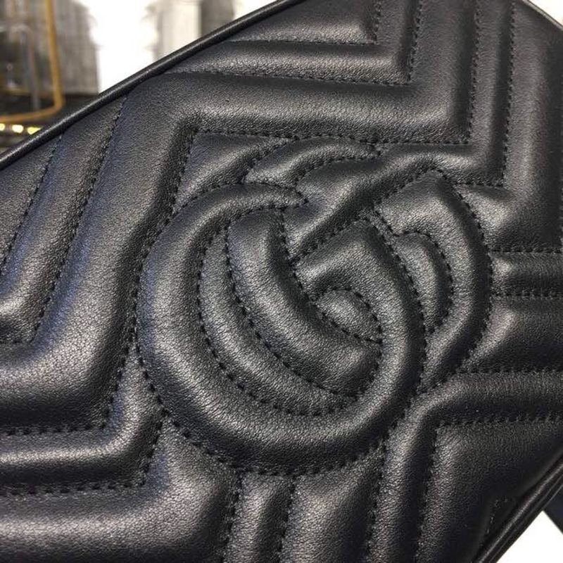 Gucci GG Marmont Small Matelassé Shoulder Bag Black Matelassé Chevron For Women 9.5in/24cm GG 447632 DTD1T 1000