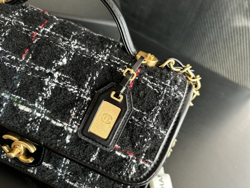 Chanel Small Flap Bag With Top Handle Black For Women 9.8in/25cm AS3653