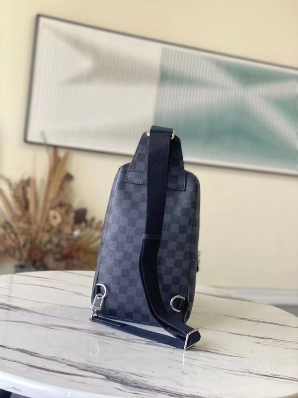 Exclusive Set Louis Vuitton: Avenue Sling Bag + Slender Wallet Damier Graphite