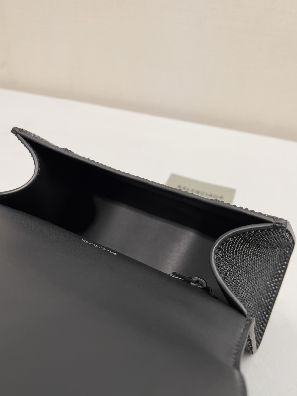 [True-to-ORIGINAL] Balenciaga Furry Hourglass Small Handbag With Rhinestones In Black For Women 24cm/9.4in