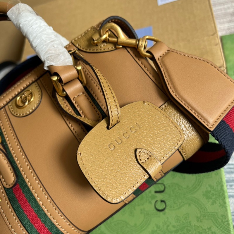 Gucci Mini Top Handle Bag With Double G White/Brown For Men 8.7in/22cm