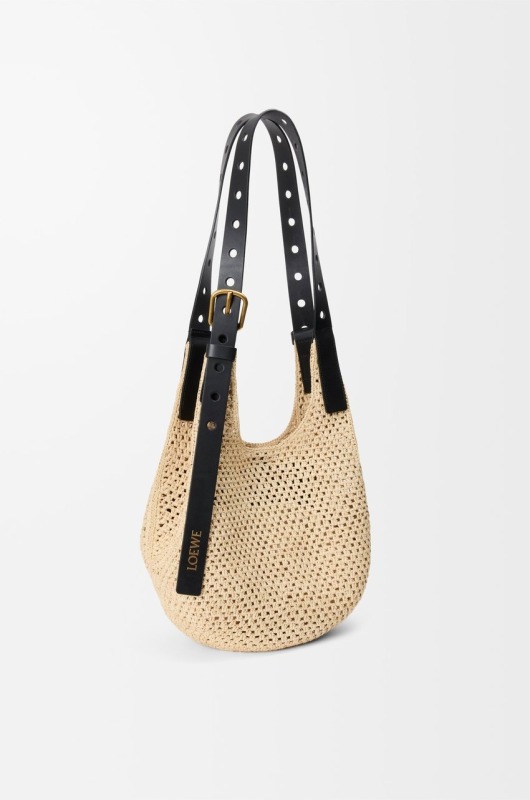 Loewe Small Punch Hole Hobo Raffia Natural For Women 43cm/17in – A914W86X01