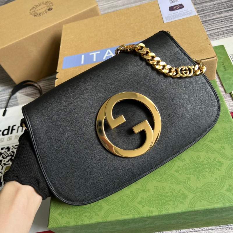 Gucci Blondie Shoulder Bag Black For Women, Women’s Bags 11in/28cm GG‎ 699268 UXX0G 1000
