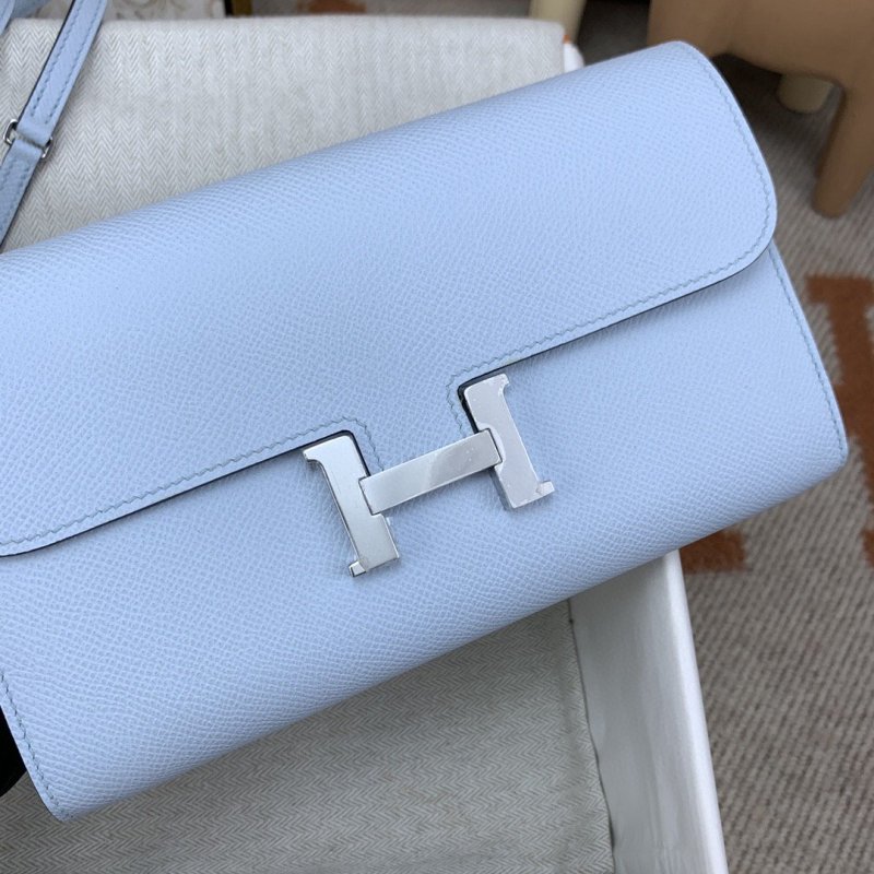 Hermes Constance Long Togo Wallet Light Blue, Silver Toned Hardware Bag For Women, Women’s Handbags, Shoulder Bags 8.1in/21cm