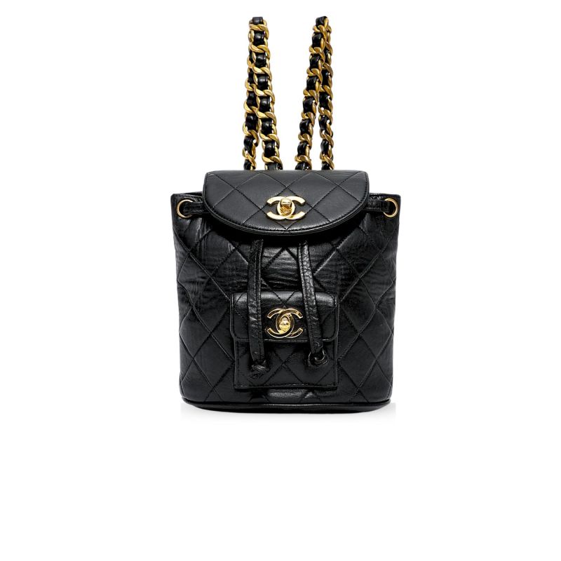 Chanel Small Vintage Duma Backpack Black For Women 6.7in / 17cm