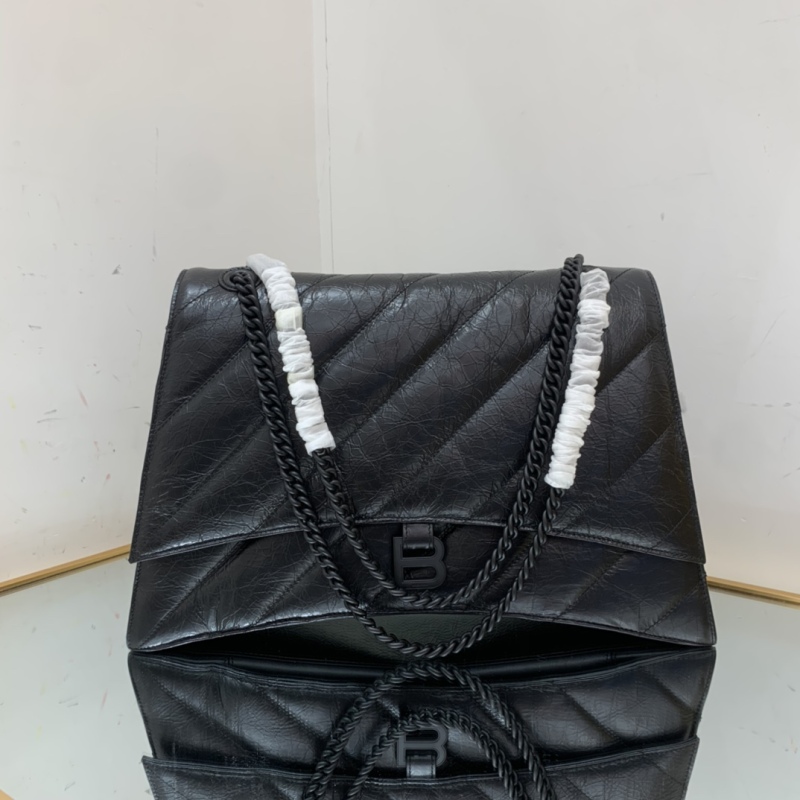Balenciaga Crush Large Chain Bag Quilted In Black For Women 15.7in/ 40cm