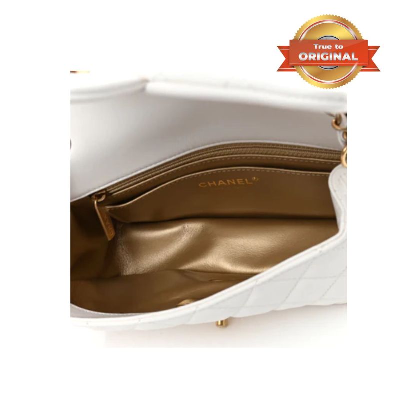 [True-to-ORIGINAL] Chanel Flap Bag With CC Ball On Strap White For Women 7.8in/20cm AS1787