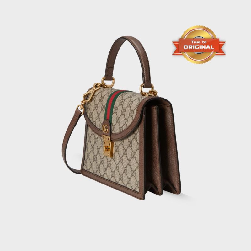 [True-to-ORIGINAL] Gucci Ophidia Medium Top Handle Bag Beige For Women 25cm/9.8in ‎- ‎651055 96IWX 8745
