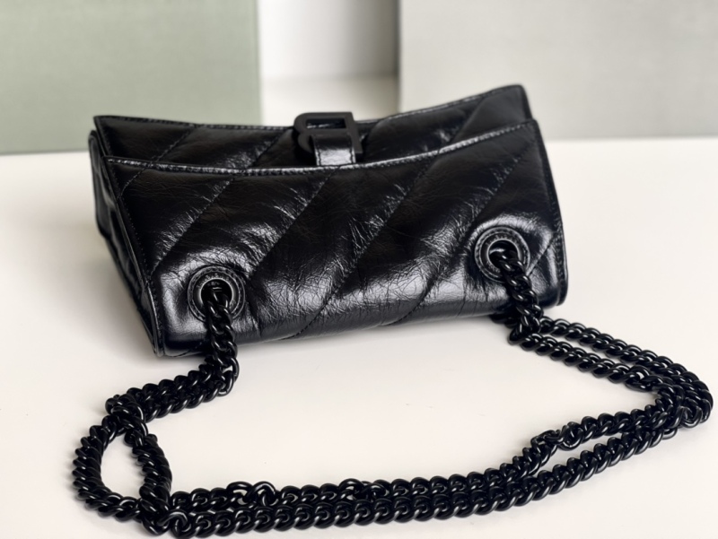 Balenciaga Crush Small Chain Bag Quilted In Black For Women 9.8in/25cm 716351210IY1000