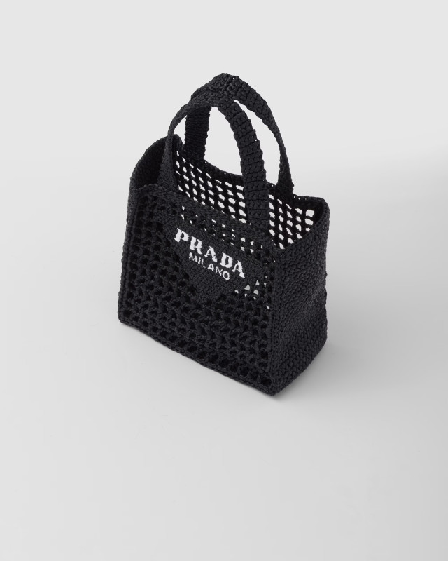 Prada Small Raffia Tote Black For Women 22cm/ 8.7in – 1BG444_2A2T_F0002_V_OOO