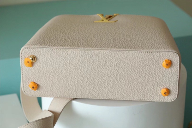 Louis Vuitton Capucines BB Taurillon Creme Beige/ Plume Yellow Berlingot For Women, Women’s Bags, Shoulder And Crossbody Bags 10.6in/27cm LV