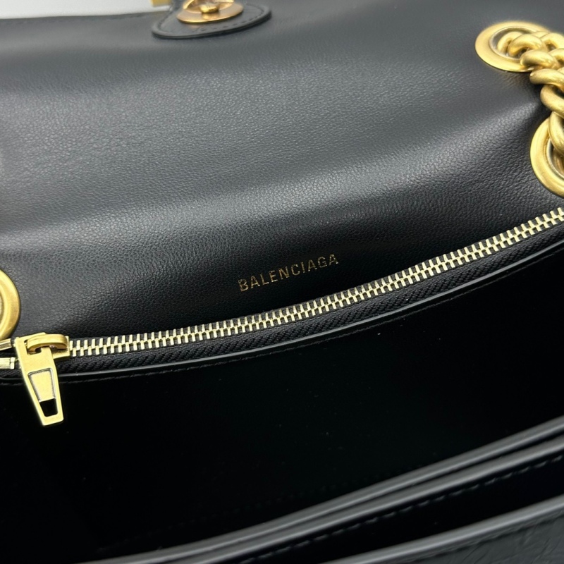 Balenciaga Crush Small Chain Bag Black For Women‎ 9.8in/25cm 716351210IT1000