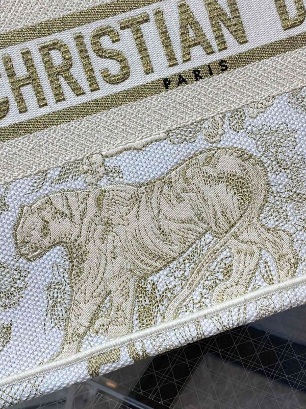 Christian Dior Medium Dior Book Tote Gold-Tone Toile de Jouy Embroidery, Gold, For Women Women’s Handbags, 36cm CD M1296ZTQO_M01E