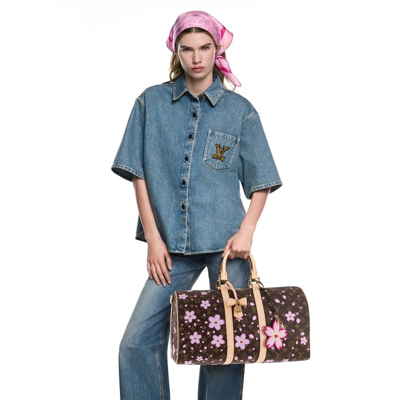 Louis Vuitton LV x Murakami Keepall Bandoulière 45 Sakura Brown 45cm/18in – M13752
