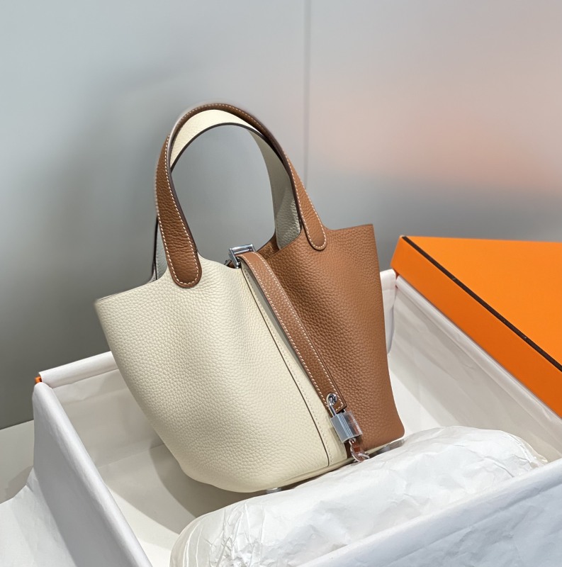 Hermes Picotin Lock 18 Bag Cream/Brown For Women 7.1in/18cm