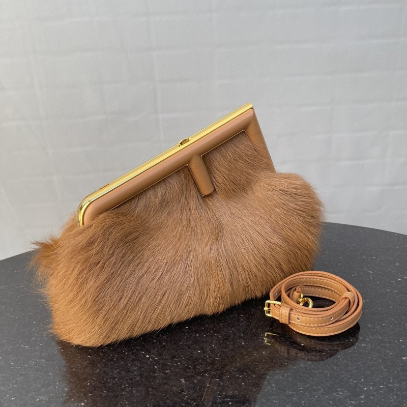 Fendi First Small Brown Fox Fur Bag For Woman 26cm/10in