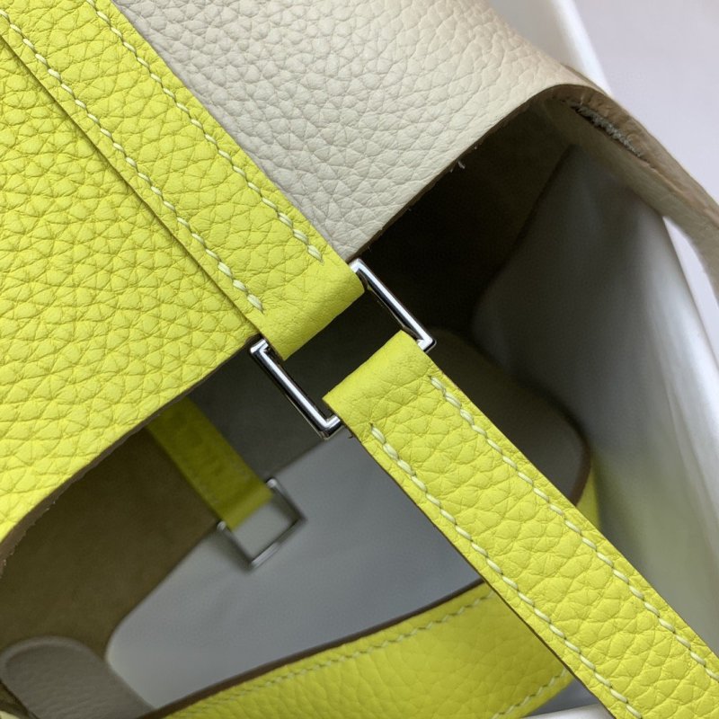 Hermes Picotin Lock 18 Bag White/Yellow With Silver-Toned Hardware For Women, Women’s Handbags 7.1in/18cm