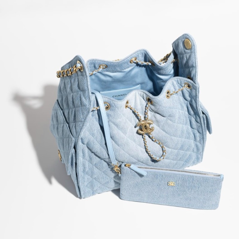 [True-to-ORIGINAL] Chanel 25 Medium Handbag Blue For Women 11.8in/30cm AS5311-B20603-U0475