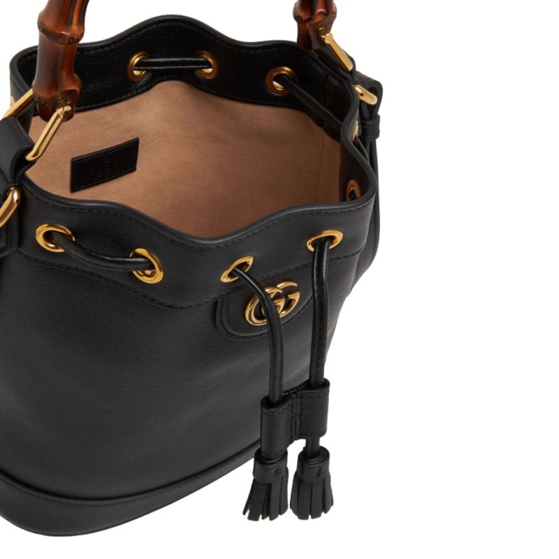 Gucci Diana Mini Bucket Bag Black For Women 12in/30.5cm ‎- 724667 UAAAY 1092