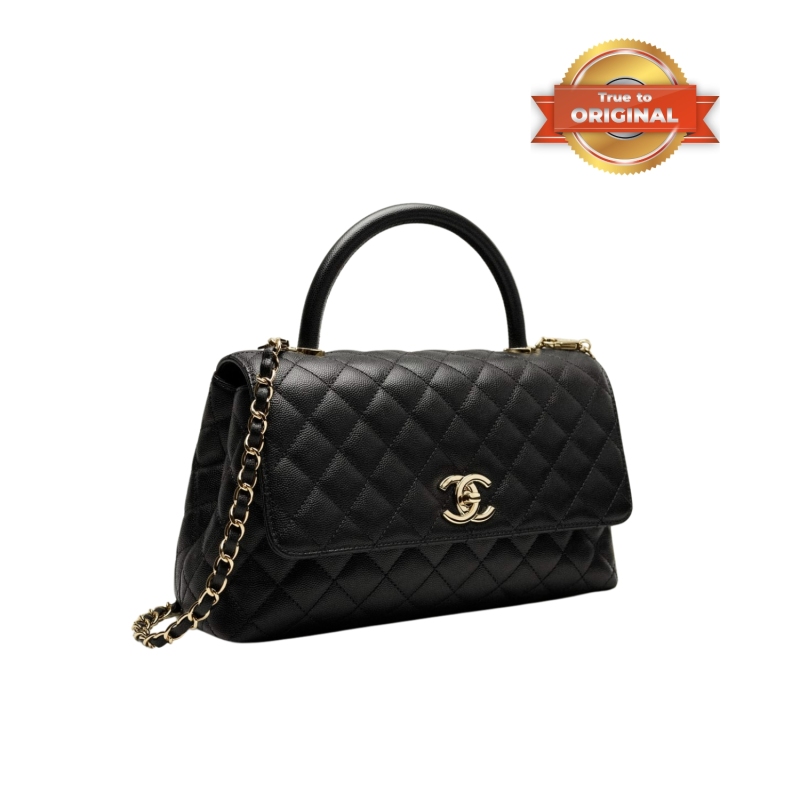 [True-to-ORIGINAL] Chanel Large Flap Bag With Top Handle Black For Women 29cm/11.3in A92991 B05061 94305