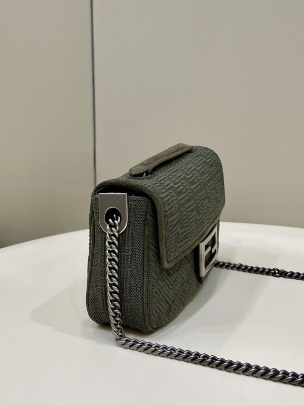 Fendi Baguette Chain Midi Green FF Fabric Bag For Woman 14.5cm/6in 8BR793AHW5F1F2L