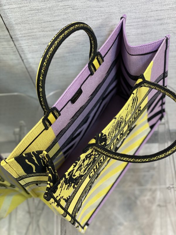 Christian Dior Large Dior Book Tote Bright Yellow and Pink D-Jungle Pop Embroidery, Yellow/Pink, For Women Women’s Handbags, 41cm CD M1286ZRON_M886