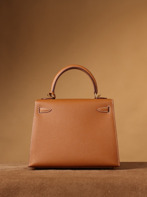 Hermes Kelly Epsom Gold Tone Lock Bag Brown For Women 9,8in/25cm