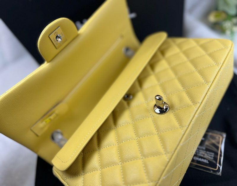 [True-to-ORIGINAL] Chanel Small Classic Double Flap Yellow For Women 9.8in/25cm