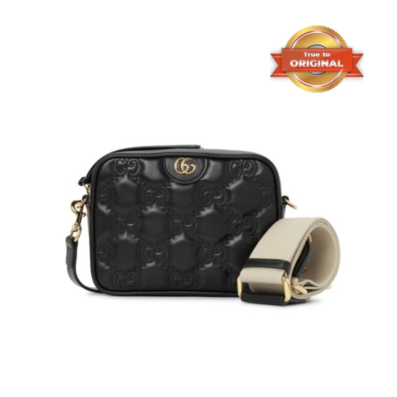 [True-to-ORIGINAL] Gucci Matelasse Shoulder Bag Black For Women 8.5in/22cm GG 702234 UM8HG 1046