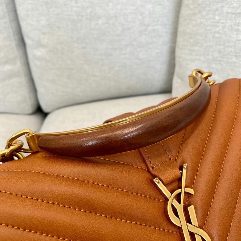[True-to-ORIGINAL] Saint Laurent College Medium Chain Bag Brown For Women‎ 9.4in/24cm 6002791U8077715