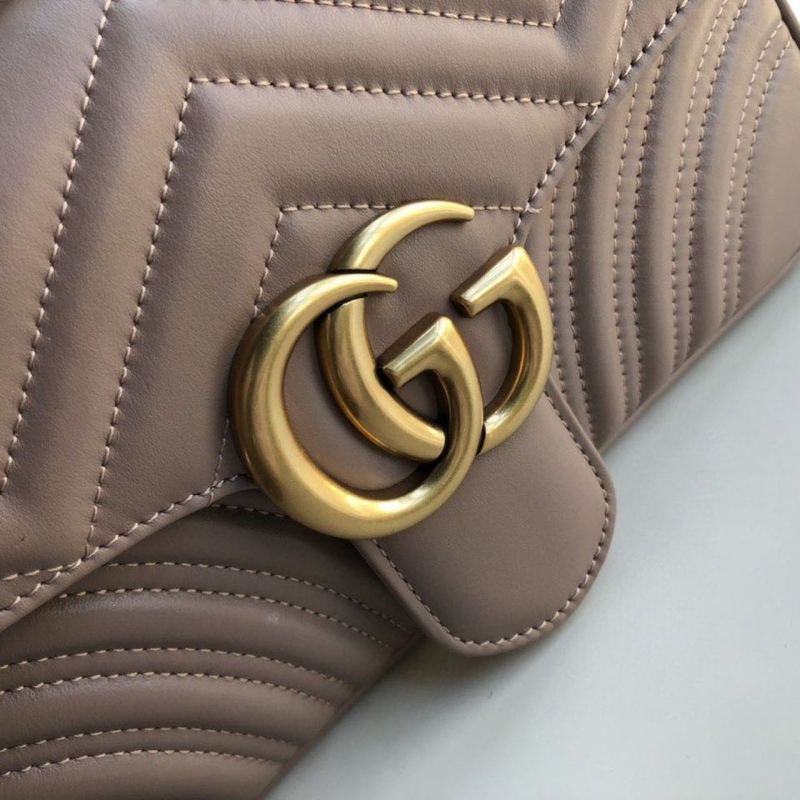 Gucci GG Marmont Matelassé Shoulder Bag Dusty Pink Matelassé Chevron For Women 10in/26cm GG 443497 DTDIT 5729