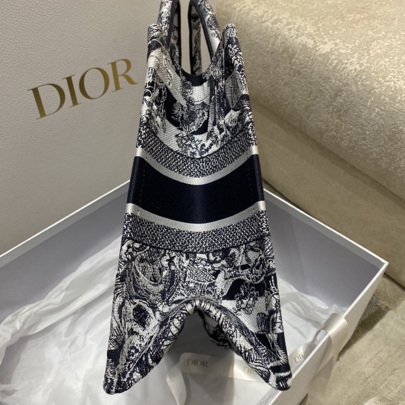 Christian Dior Medium Dior Book Tote Toile de Jouy Stripes Embroidery, Black For Women Women’s Handbags, 36cm CD M1296ZRLP_M928