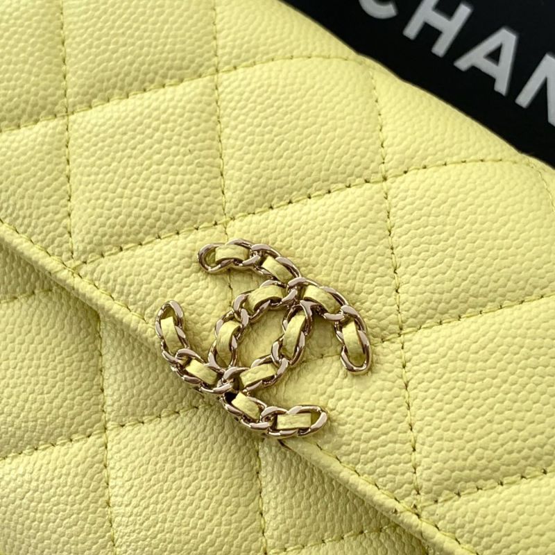 [True-to-ORIGINAL] Chanel Flap Phone Holder With Chain Yellow For Women 18cm/7.1in