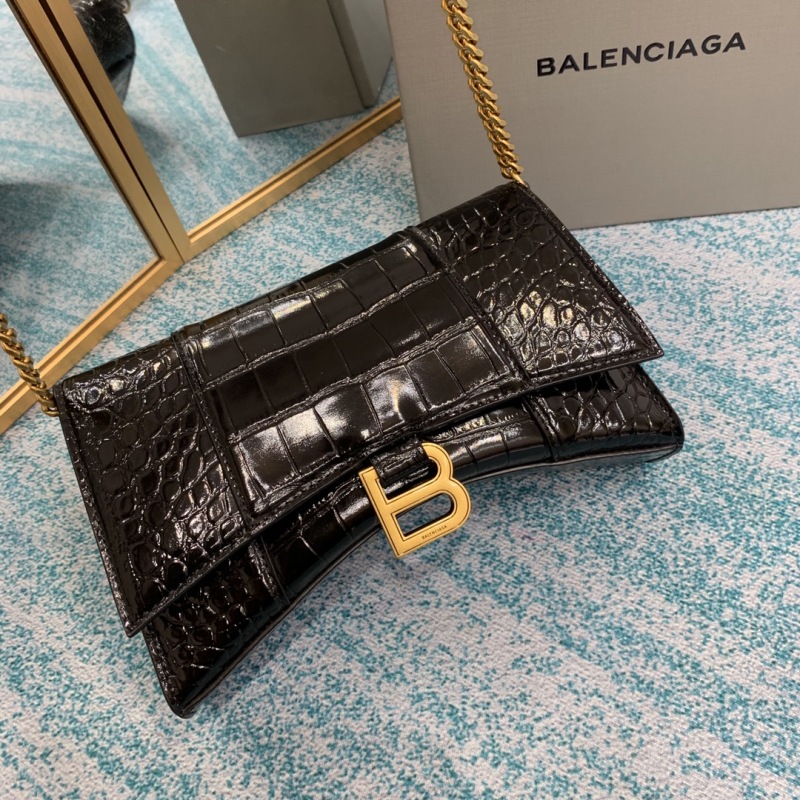 Balenciaga XS Hourglass Shoulder Bag Black For Women‎ 7.5in/19cm