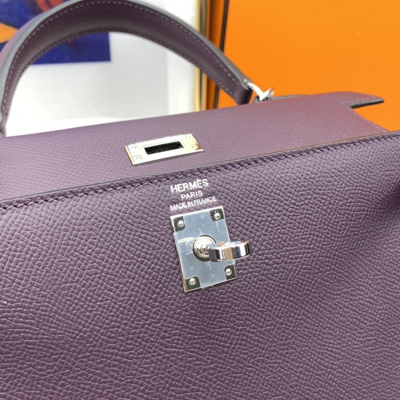 Hermes Kelly 25 Sellier Epsom Dark Purple Bag For Women, Women’s Handbags, Shoulder Bags 10in/25cm