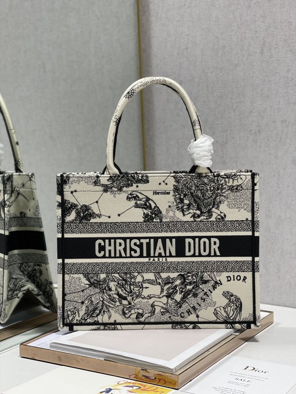 Christian Dior Medium Dior Book Tote Bag, Black/White, For Women Women’s Handbags, Shoulder Bags, 36cm CD M1296ZRHZ_M941