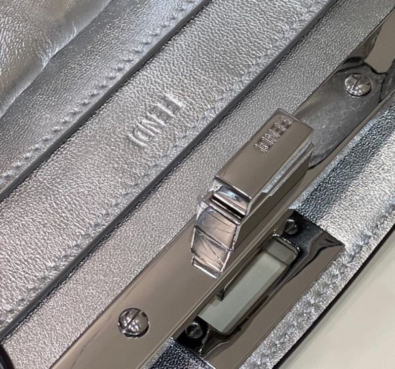Fendi Peekaboo Small Silver Bag For Woman 27cm/11in