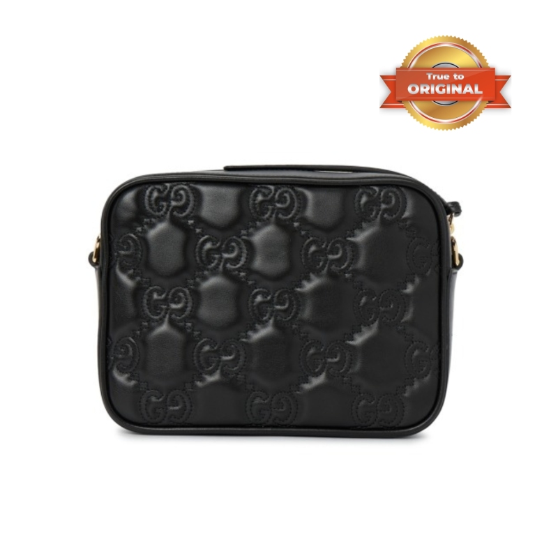 [True-to-ORIGINAL] Gucci Matelasse Shoulder Bag Black For Women 8.5in/22cm GG 702234 UM8HG 1046