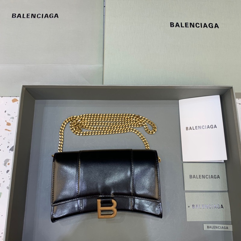 Balenciaga Hourglass Wallet On Chain in Black, For Women, Women’s Bags 7.6in/19cm 6560501QJ4M1000