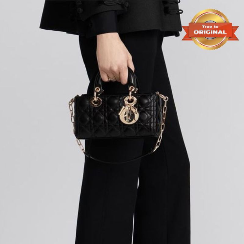 [True-to-ORIGINAL] Christian Dior Small Lady D-Joy Bag Black For Women 9in/22cm