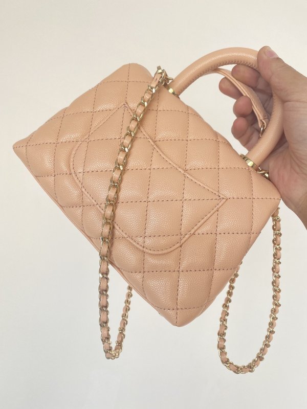 Chanel Mini Flap Bag Top Handle Light Brown For Women 7.5in/19cm