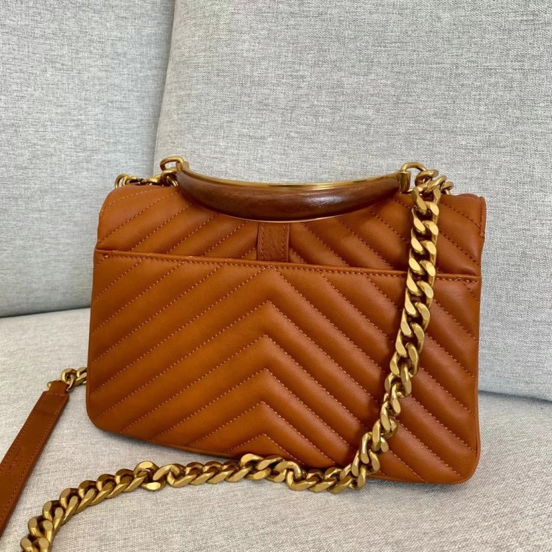 [True-to-ORIGINAL] Saint Laurent College Medium Chain Bag Brown For Women‎ 9.4in/24cm 6002791U8077715