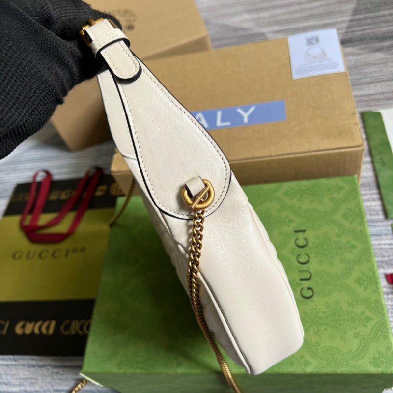 Gucci Marmont Half Moon Shaped Mini Bag White For Women, Women’s Bags 8.5in/22cm GG ‎699514 DTDHT 9022