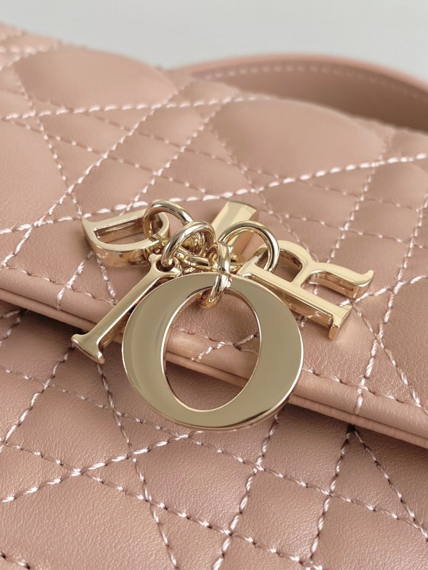 Dior Lady Top Handle Clutch Beige/Black/White For Women 8.5in/21cm S0980ONMJ_M49P