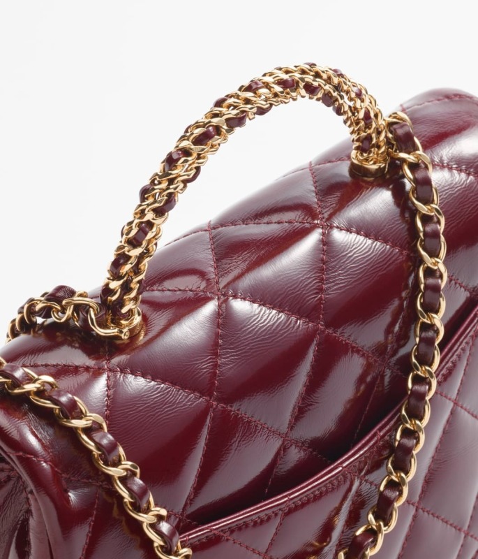 Chanel Mini Flap Bag With Top Handle Burgundy 9.8in/25cm For Women AS5043-B17665-NZG79